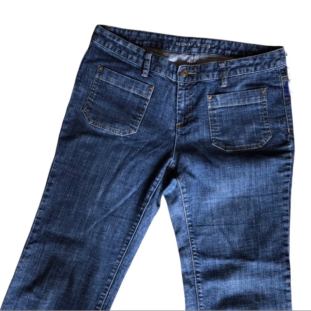 Michael Kors 10 Mid Rise MK Horsebit Flare Bootcut Stretch Medium Jeans Denim